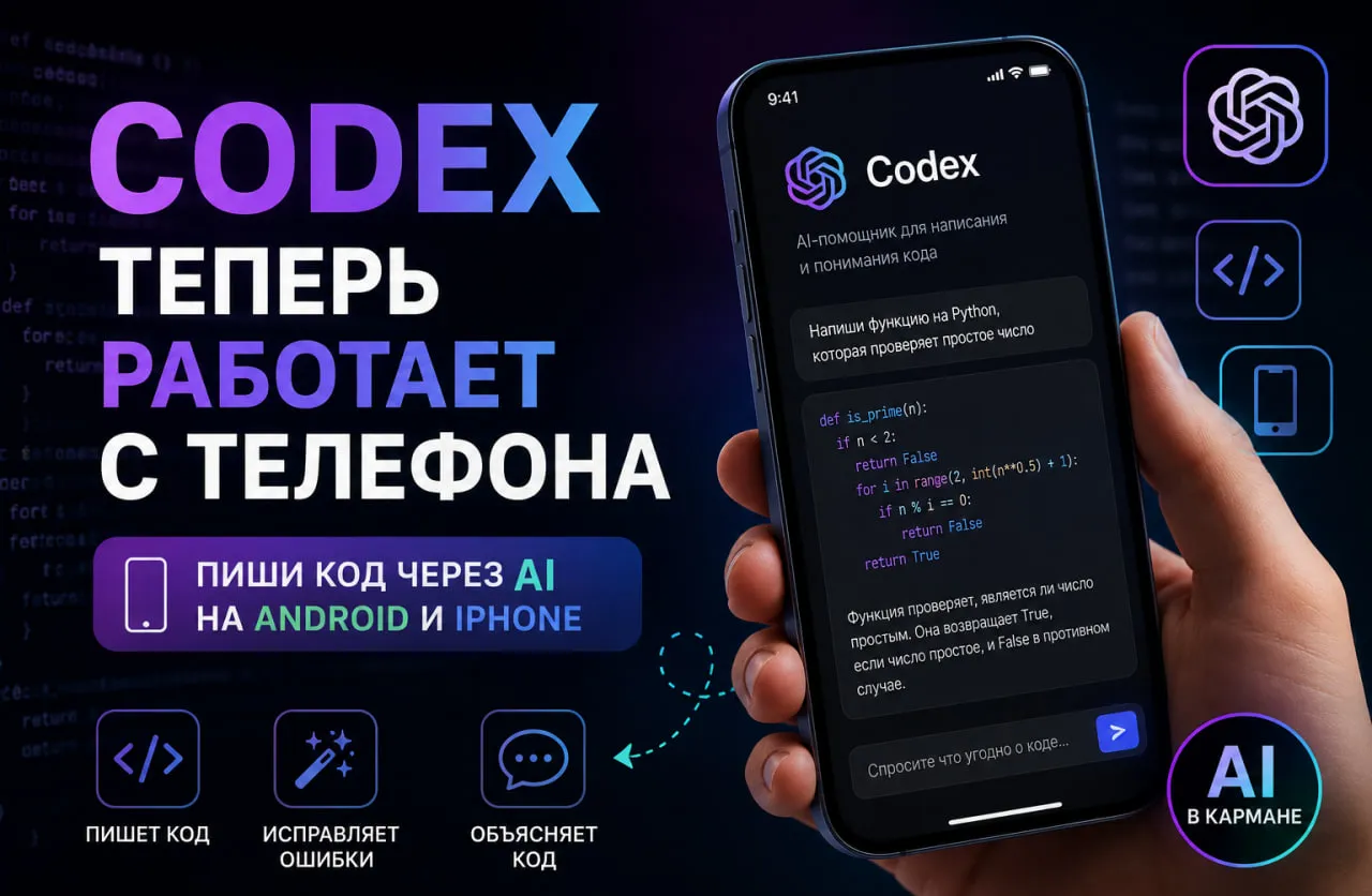 Codex на телефоне: как использовать OpenAI Codex с iPhone и Android