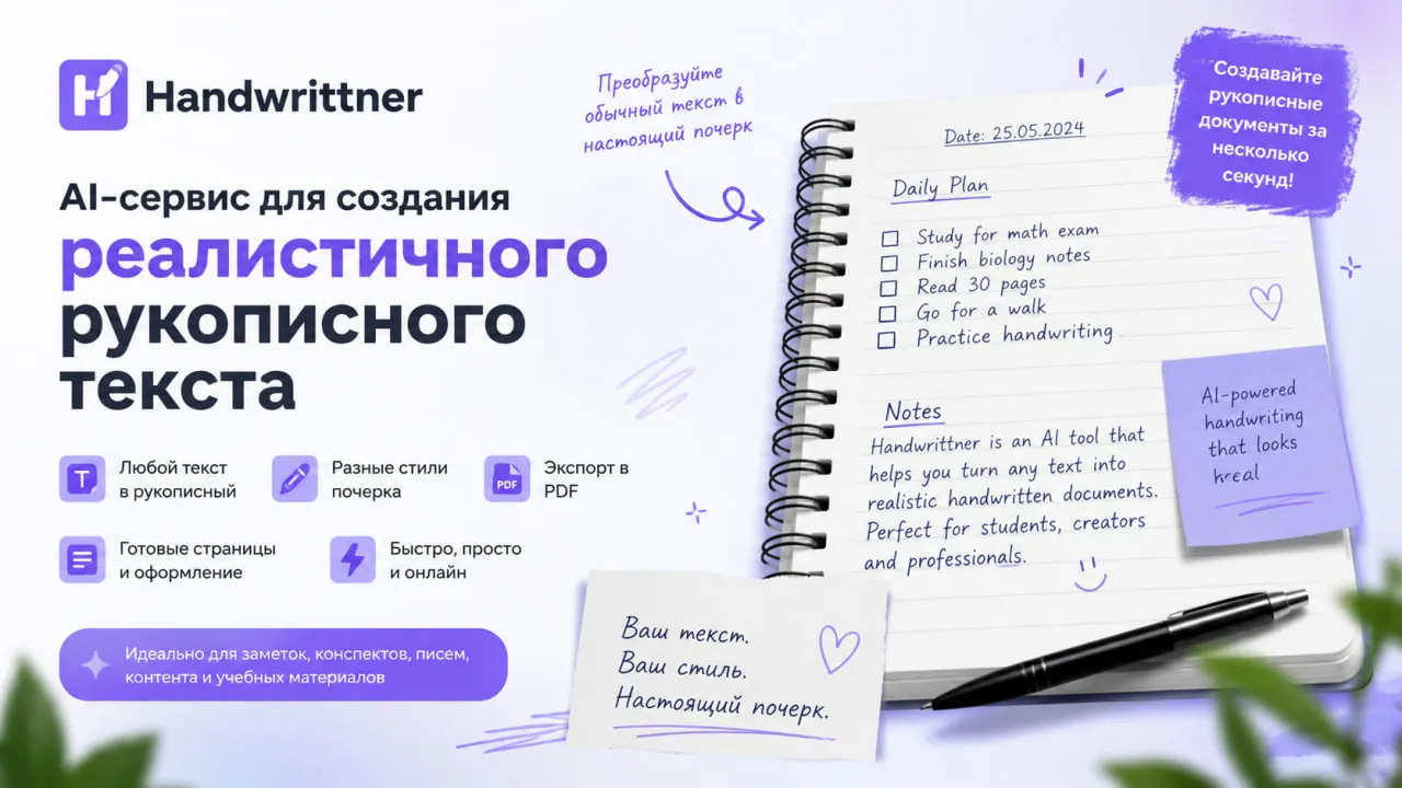 Handwrittner — AI-сервис для создания реалистичного рукописного текста